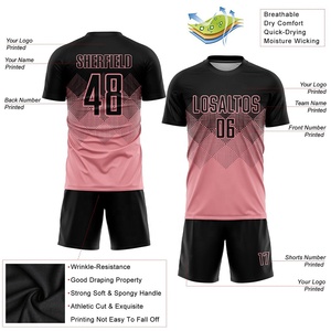 Conjunto de Camiseta de Fútbol Sublimada Personalizada, Degradado Negro y Rosa, Manga Corta, Absorbe la Humedad, Uniforme Deportivo Unisex para Adultos - Product Image 2