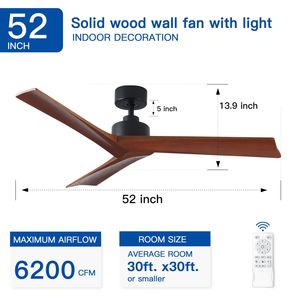 Ventilador de techo negro de perfil bajo de 52 pulgadas sin luz - Product Image 6