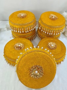 Handmade Brocade Silk Laddu <b>Box</b> Stainless Steel Mithai <b>Box</b> Wedding Return Gift Shagun <b>Box</b> Decorative <b>Sweet</b> Container 250g 500g - Product Image 3