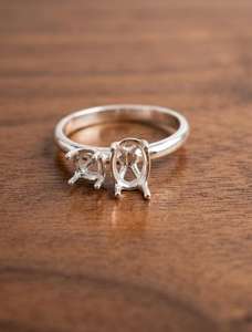 Toi Et Moi <b>Ring</b> Setting 925 Sterling Silver <b>Two</b> <b>Stone</b> Semi Mount <b>Ring</b> Open Gemstone DIY Engagement <b>Ring</b> - Product Image 1