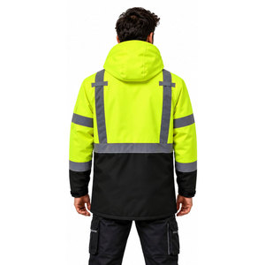 เสื้อแจ็คเก็ตนิรภัยสะท้อนแสงกันน้ำ โพลีเอสเตอร์ ระดับ ANSI Class 2 EN ISO 20471 Class 3 สำหรับผู้ชาย  แบบสวมทับสำหรับทำงาน  สามารถปรับแต่งได้ - Product Image 4