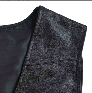 Gilet de motard long en cuir pour femme, zippé, ajustable, sans manches, avec garniture de couleur personnalisée, service OEM - Product Image 4