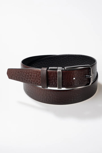 Ceinture en cuir véritable pour homme, réversible, élégante, perforée, double face, avec boucle à ardillon, haute qualité, logo personnalisé 2026 - Product Image 3