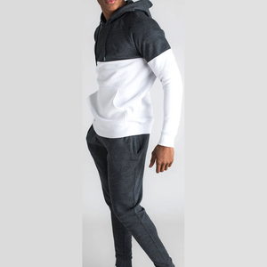 Men's Gray <b>White</b> Solid Hooded 100% Cotton Tracksuit Set Full Sleeve Casual <b>Joggers</b> Side Pockets Winter Wear Breathable - Product Image 2