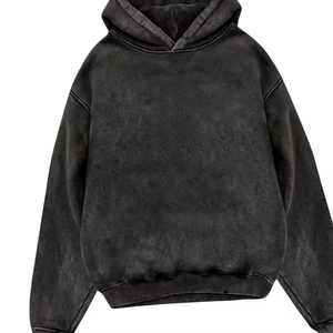 Sweat à capuche vintage délavé noir OEM pour hommes et femmes, 100 % coton, effet délavé à l'acide, coupe oversize, streetwear, automne, mode éco-responsable - Product Image 2