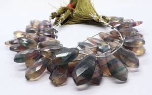 Perles de fluorite naturelle facettées en forme de cravate 10x21-14x28MM, perles de pierre précieuse de fluorite, perles fantaisie de 8 pouces, perles en vrac pour bijoux - Product Image 2