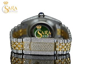 Montre de luxe blanche de haute qualité sertie de diamants, avec bracelet en acier inoxydable, pour hommes et femmes, disponible à prix abordable. - Product Image 3