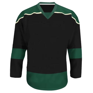 Maillot de hockey sur glace personnalisé imprimé par sublimation, col en V, manches courtes, évacuation de l'humidité, 100% polyester, coupe régulière pour adulte - Product Image 1
