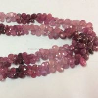 Cadena de Cuentas de Rubí Natural Rosa Rojo Degradado de Grado AAA de 6mm y 8mm, Facetadas en Forma de Pera, Certificadas por IGI para Joyería 2026