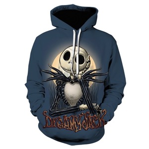 Sweat à capuche d'hiver pour homme Jack Skellington & Sally Puff imprimé, 100 % coton French Terry, coupe classique, avec poches, respirant - Product Image 3