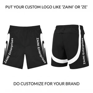 Shorts coupe-vent en taffetas de polyester premium 110 GSM, couleur unie, décontracté, noir, blanc, athlétique - Product Image 1