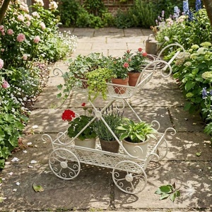 Support à plantes vintage en fer époxyé, 3 niveaux, circulaire, pour extérieur, jardin, décoratif, en métal forgé, porte-fleurs - Product Image 4