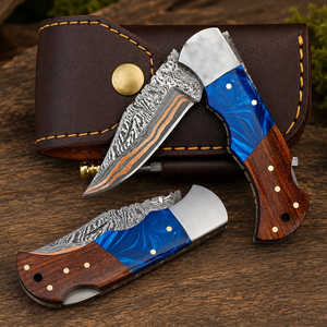<b>Copper</b> Damascus Steel High Hardness Industrial Grade Outdoor Survival Tactical Fishing Folding Knife Camping EDC Pocket Knife - Product Image 4