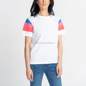 Nouveaux T-shirts personnalisés en vrac pour femmes d'été décontracté hauts à manches courtes T-Shirt blanc respirant avec décoration brodée - Product Image 1