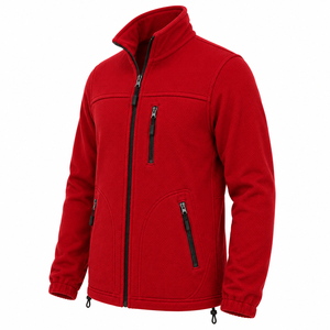 High Quality Men Polar <b>Fleece</b> Jacket Stand Up Collar Utility Zipper Pockets Thermal <b>Work</b> Uniform Vibrant Tone Workwear Jacket - Product Image 5