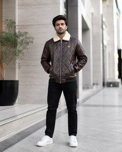 Chaqueta Bomber de Cuero PU Marrón para Hombre con Cuello de Piel Sintética, Cierre de Cremallera, Resistente al Viento, Estilo Motociclista para Invierno - Product Image 3