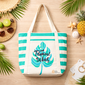 Premium Canvas Tote <b>Bag</b> with Tropical Print | Durable Reusable Grocery <b>Beach</b> Travel <b>Bag</b> Large Capacity Design Chic <b>Lightweight</b> - Product Image 4