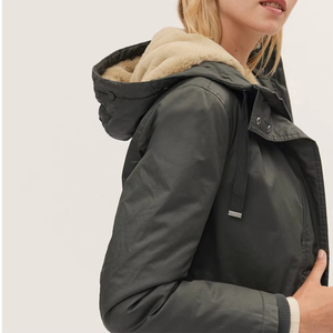 Women Quilted Parka <b>Jacket</b> With <b>Fur</b> Trim Hood Windproof Winter Coat Full Sleeve Polyester Wadding Regular Length - Product Image 4