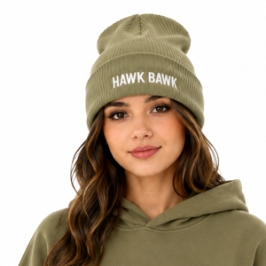 Bonnet unisexe à revers vert olive, brodé, pour temps froid, style décontracté, confortable, personnalisé - Product Image 1