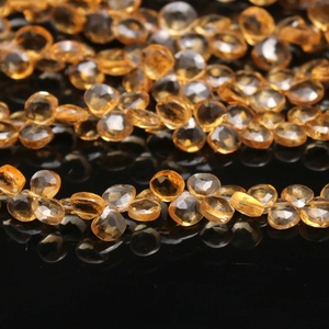 100% cuentas de citrino natural en forma de corazón facetado con brillo dorado para la fabricación de joyas - Product Image 3