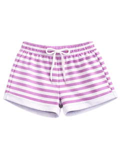 Ensemble crop top et short rayé blanc lavande personnalisé pour femme – Tenue décontractée d'été deux pièces avec taille élastique – Vêtements de détente et streetwear - Product Image 3