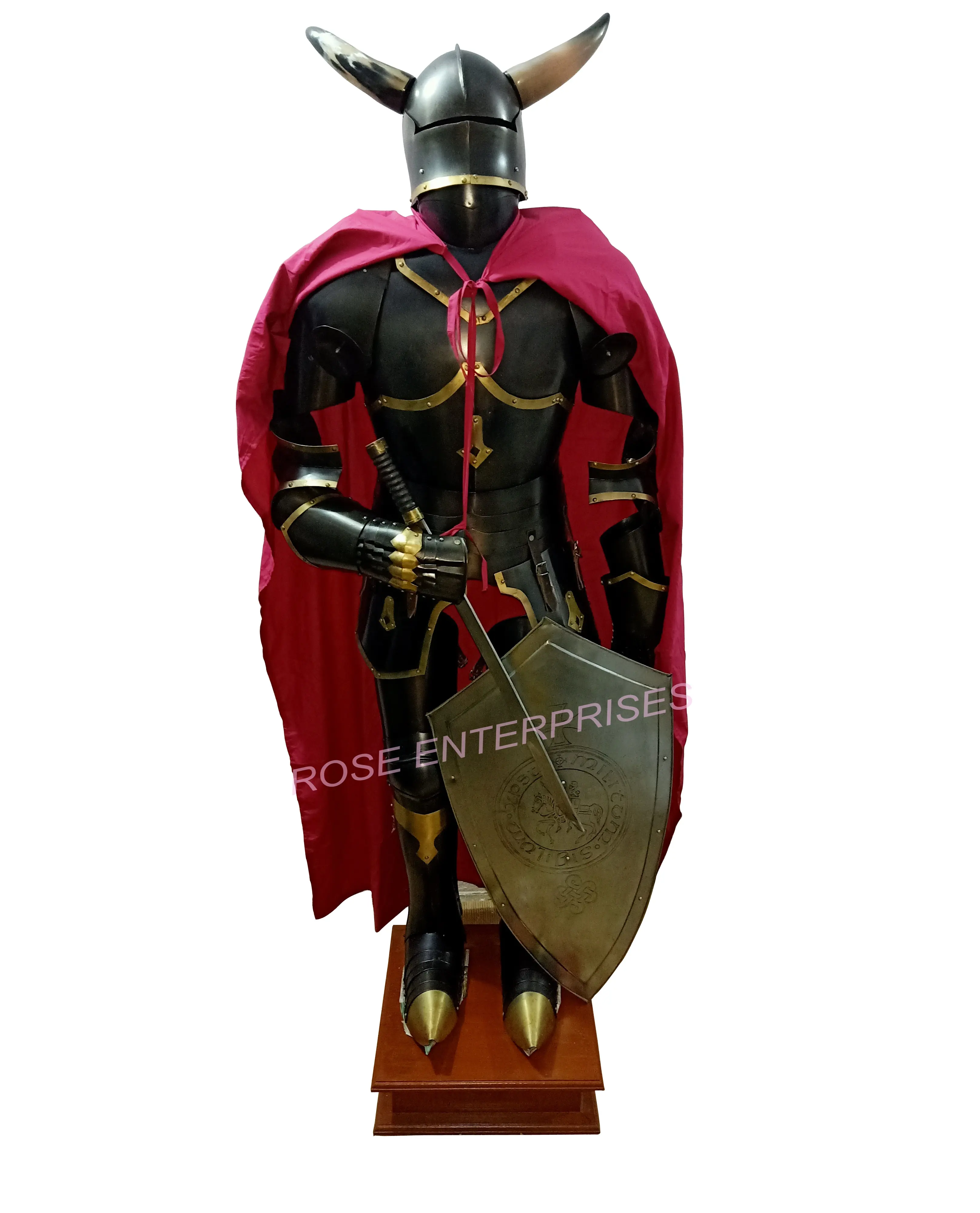 Armadura gótica cavaleiro medieval, traje completo de chifres armadura, lembrança, aço náutico para decoração de casa, presente
