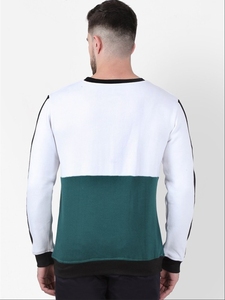 Sudadera de Cuello Redondo con Bloques de Color para Hombre, Corte Regular, Tejida, Informal, Otoño, Verde, Blanco, Negro - Product Image 3