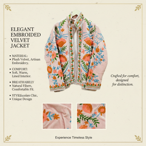 White Orange Floral Embroidery Jacket | <b>Boho</b> Long Sleeve Stand Collar Cotton Jacket Handmade Needle Work Women Winter Coat - Product Image 6
