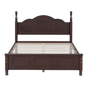 Letto a piattaforma in legno stile retrò a grandezza naturale con doghe in legno, noce scuro - Letti in legno eleganti - Product Image 3