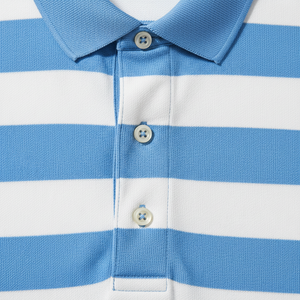 Polo à manches courtes rayé bleu et blanc pour homme, décontracté, en coton Oxford respirant, coupe classique - Product Image 2