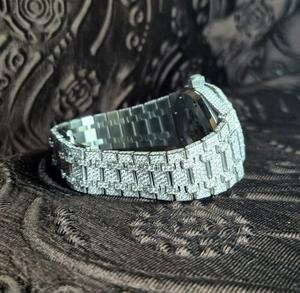 Reloj de lujo VVS Moissanite de diseño cuadrado de gama alta, relojes impermeables con diamantes para hombre, relojes de cuarzo con número romano rosa - Product Image 1