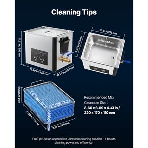 Pulitore a Ultrasuoni Professionale da 10L con Display Digitale 180W in Acciaio Inossidabile, Include Cestello per la Pulizia per Uso Domestico - Product Image 5