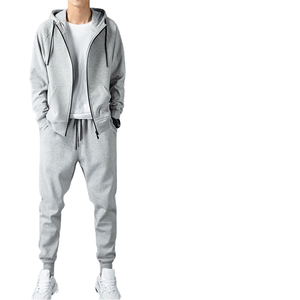 Ensemble de survêtement de sport pour hommes en gros, haute qualité, en coton molletonné épais, avec logo personnalisé, couleur unie, respirant, grandes tailles XL - Product Image 3