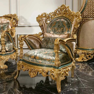 Juego de Sofás Tapizados en Madera de Teca de Lujo, Tallados a Mano, Estilo Europeo Clásico, Muebles de Sala de Estar, Diseño Elegante Premium - Product Image 3