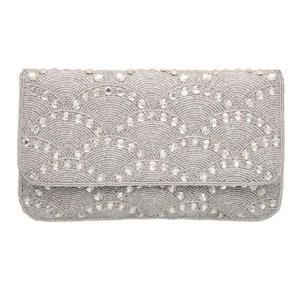 Bolso de mano artesanal con diseño floral intrincado y bordado de cuentas de semillas pequeñas cosido a mano, a la moda - Product Image 3