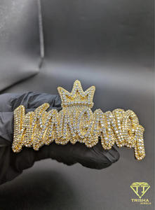 Moissanite Diamond Crown <b>Name</b> Pendant Iced Out Hip Hop <b>Necklace</b> Gold Bling Jewelry Gift For Men Women - Product Image 6