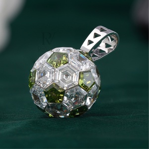 20 CT Hexagon Lab Grown Diamond Ball Pendant with VVS1 Clarity 14K White <b>Gold</b> Invisible Setting for Gift - Product Image 4
