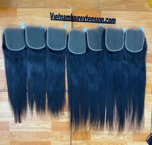 Cabello Humano Remy Virgen 100% Liso y Sedoso con Cierre de Encaje, de 8 a 40 Pulgadas de Largo, Venta al Por Mayor a Precio Económico - Product Image 1