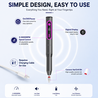 Stylo perceuse à ongles électrique sans fil portable 30000 tr/min, rechargeable par USB, avec 6 embouts pour ongles en acrylique et gel