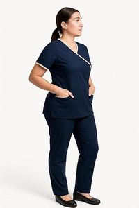 Unisex V Neck Medical <b>Scrubs</b> <b>Top</b> Pants Set Professional Hospital <b>Scrubs</b> Uniform Custom Logo Polyester/Cotton Knitted Fabric - Product Image 3