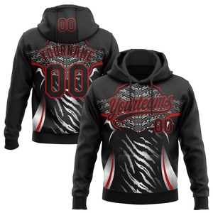 Sweat-shirt à capuche personnalisé noir, rouge et blanc à motif e-sport, vente en gros OMMIZ INDUSTRY - Product Image 1
