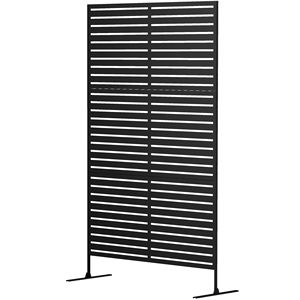 Schermo per Recinzione Esterna in Metallo Nero 198 cm (A) x 122 cm (L) con Supporto, Traliccio Decorativo per Piante Rampicanti per Recinzioni da Giardino - Product Image 1