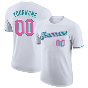 Venta al por Mayor Directa de Fábrica, Camisetas Personalizadas Blancas, Rosa-Verde Azulado, 100% Poliéster, Secado Rápido, Transpirables, Unisex, Manga Corta - Product Image 1