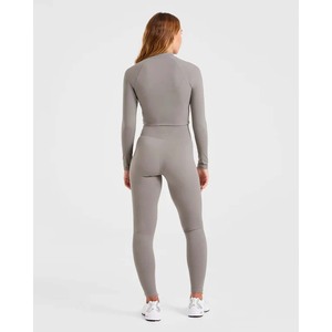 2 Piece Athletic Gym Yoga Women Fitness Active Leggings and Custom Long Sleeve With Zip Jackets Yoga Sets Custom Jumpsuit - Product Image 5