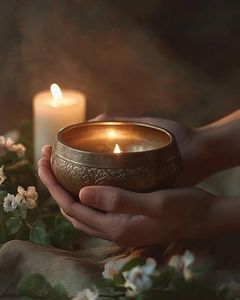 Ensemble de bols chantants en laiton pur pour la méditation sonore, offrant des tons vibratoires profonds, parfaits pour l'équilibrage des chakras et le yoga - Product Image 6