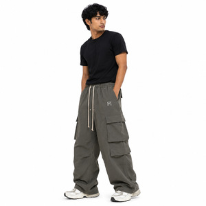 Wholesale Breathable <b>Elastic</b> <b>Waist</b> Cargo <b>Trousers</b> Wide Leg Multi Pocket Relaxed Fit Streetwear Custom Woven men's pants USA - Product Image 6