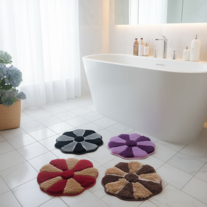 Tapis de bain en forme de fleur 21x21 pouces, antidérapant, en polyester doux, super absorbant, pour salle de bain, maison ou hôtel - Product Image 3