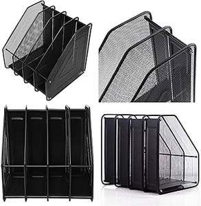 Organisateur de dossiers de bureau en maille métallique noire à 4 compartiments - Parfait pour organiser les documents du bureau et de l'école - Product Image 4