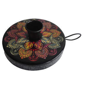 Portavelas de Metal forjado a mano negro mate, diseño esmaltado para el hogar, jardín, iglesia, decoración, tasa a granel, proveedor indio para Diwali - Product Image 3