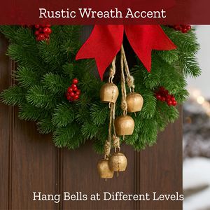 Juego de 10 Campanas Rústicas Navideñas Hechas a Mano, Campanas de Metal para Colgar, Adornos Vintage para Árboles, Decoraciones Doradas Estilo Granja, Venta al Por Mayor - Product Image 6